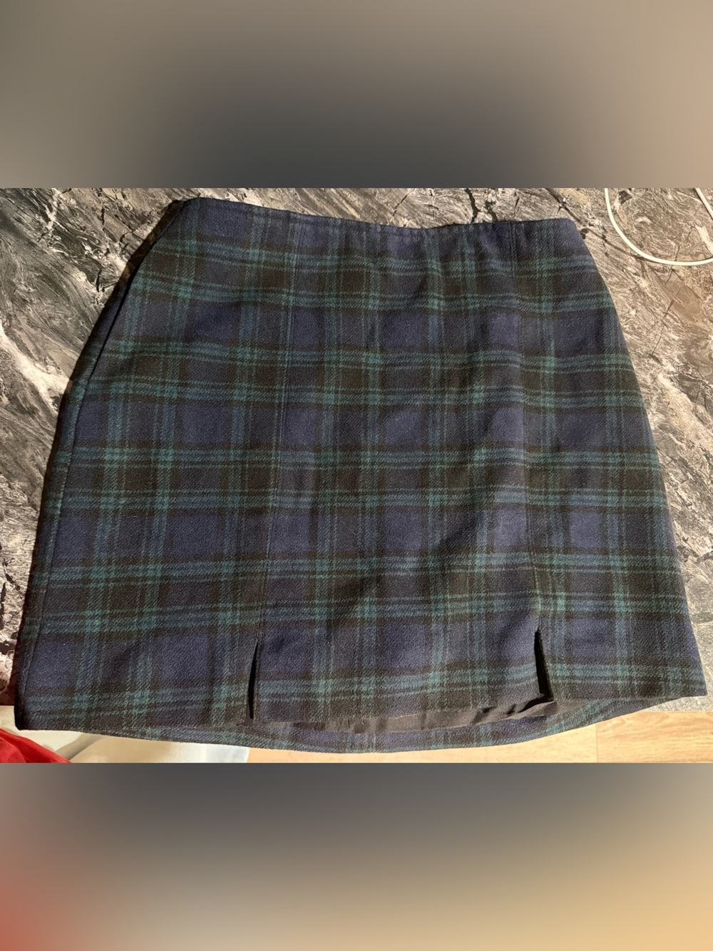 Hollister Navy and Green Plaid Mini Skirt